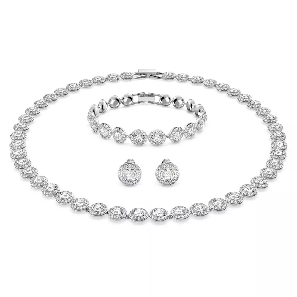 ANGELIC NECKLACE SET, WHITE, RHODIUM PLATED 5367853
