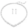 MESMERA NECKLACE AND EARRINGS SET, WHITE 5674306