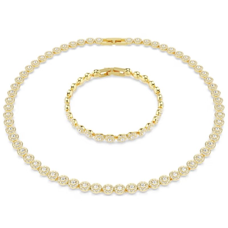 UNA NECKLACE AND BRACELET SET, WHITE AND GOLD 5720506