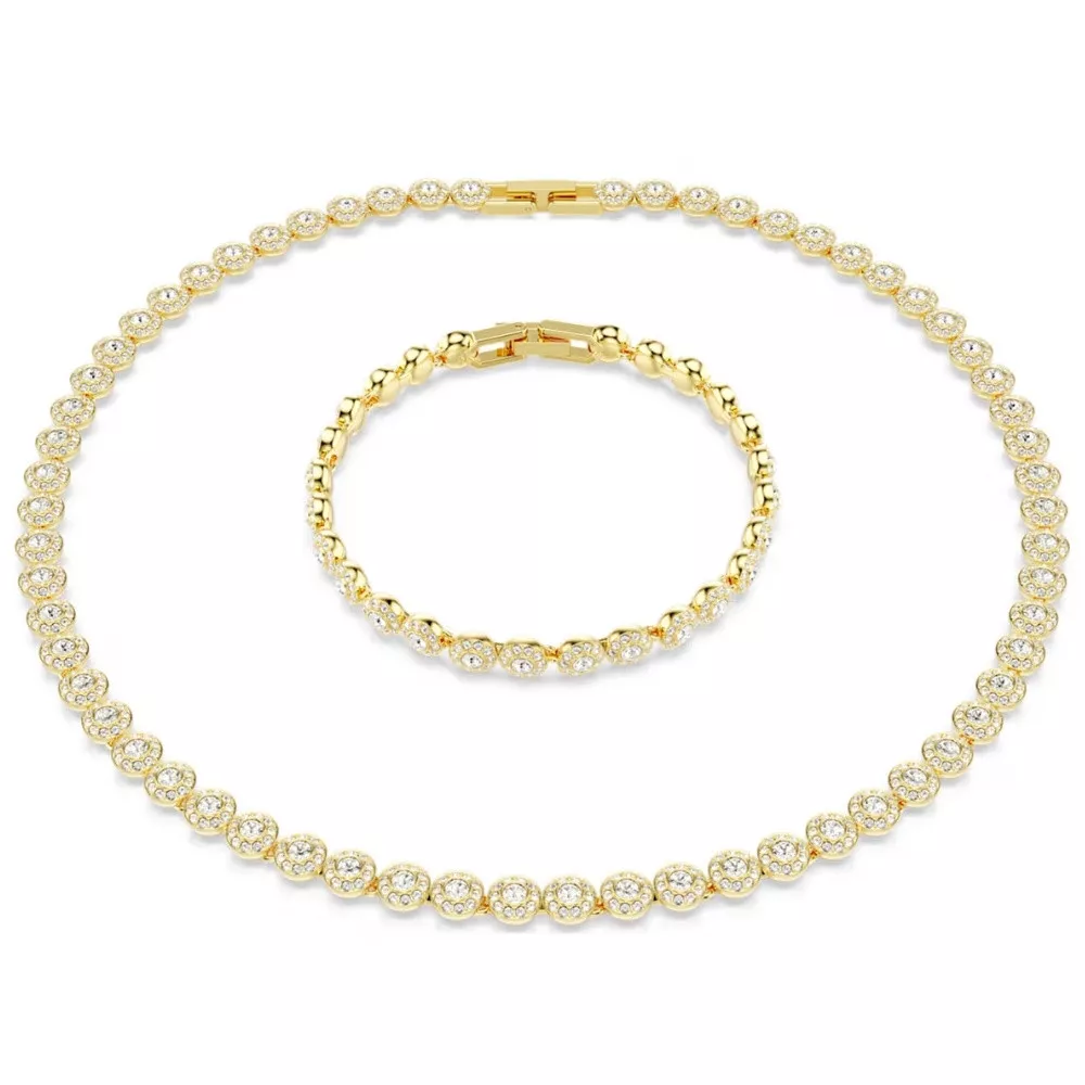 UNA NECKLACE AND BRACELET SET, WHITE AND GOLD 5720506
