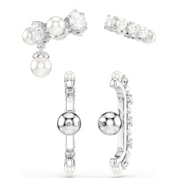 SET OF 3 CLIP EARRINGS PEARL, MATRIX 5691715