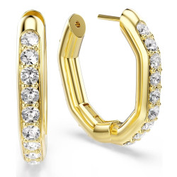 DEXTERA MINI HOOP EARRINGS, WHITE, GOLD TONE PLATED 5724584