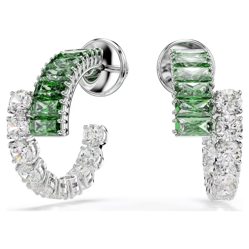 MATRIX PIERCED EARRINGS GREEN, RHODIUM PLATED 5732264