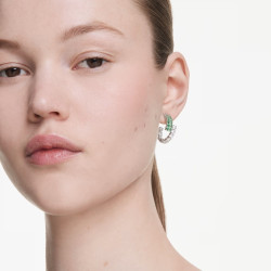 MATRIX PIERCED EARRINGS GREEN, RHODIUM PLATED 5732264