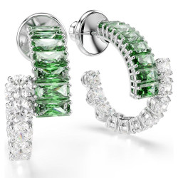 MATRIX PIERCED EARRINGS GREEN, RHODIUM PLATED 5732264