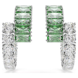 MATRIX PIERCED EARRINGS GREEN, RHODIUM PLATED 5732264