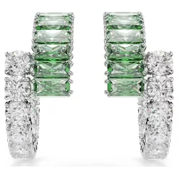 MATRIX PIERCED EARRINGS GREEN, RHODIUM PLATED 5732264