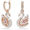 SWAN PIERCED EARRINGS PINK, ROSE GOLD TONE PLATED 5732415