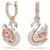 SWAN PIERCED EARRINGS PINK, ROSE GOLD TONE PLATED 5732415