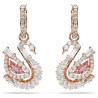 SWAN PIERCED EARRINGS PINK, ROSE GOLD TONE PLATED 5732415