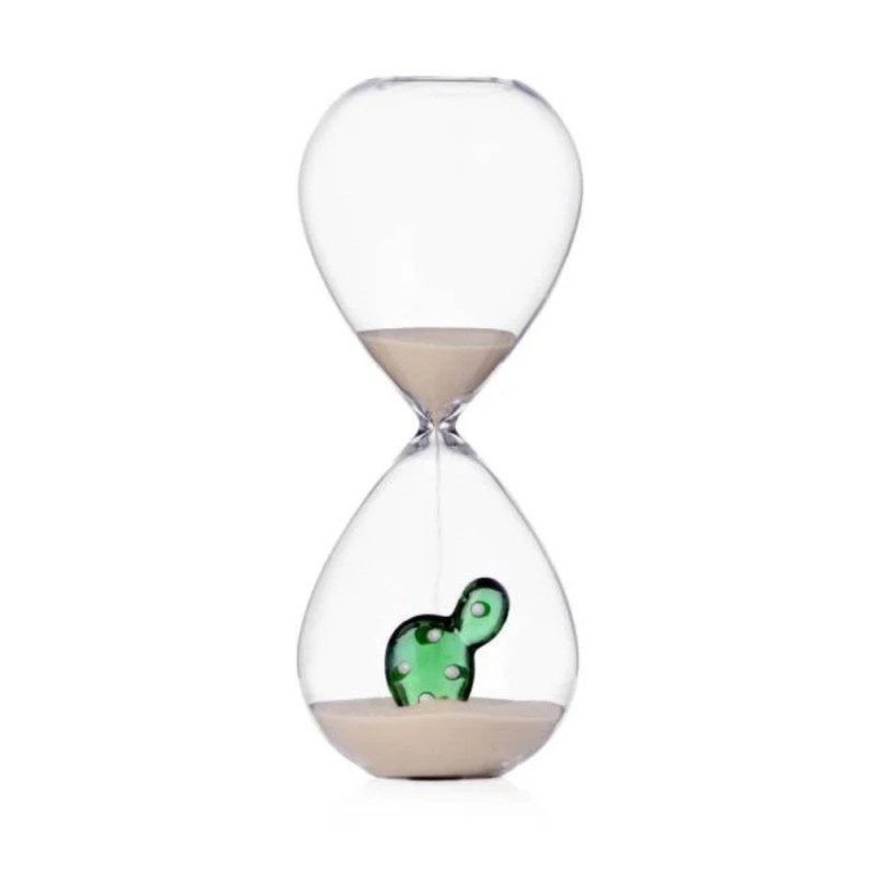 20 CM HOURGLASS, GREEN CACTUS 352.090