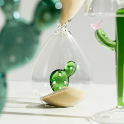 20 CM HOURGLASS, GREEN CACTUS 352.090