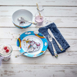 SET TAVOLA 6 PEZZI PER BAMBINI, UNICORNO