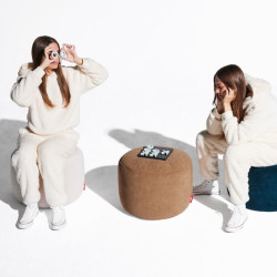 POUF POINT VELVET CORD, MARRONE TEDDYBEAR