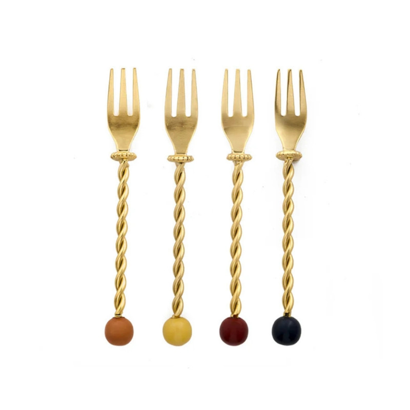 SET OF 4 TORCHON CAKE FORKS, LTS2403