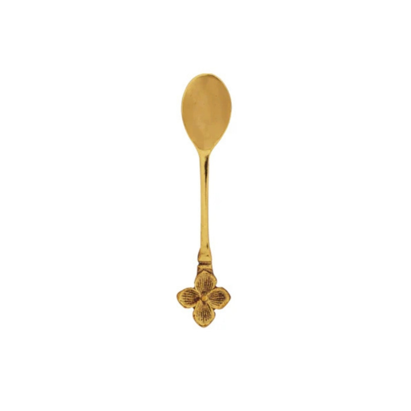 SET OF 4 GOLDEN FOUR-LEAF CLOVER COFFEE SPOONS, LTS2031