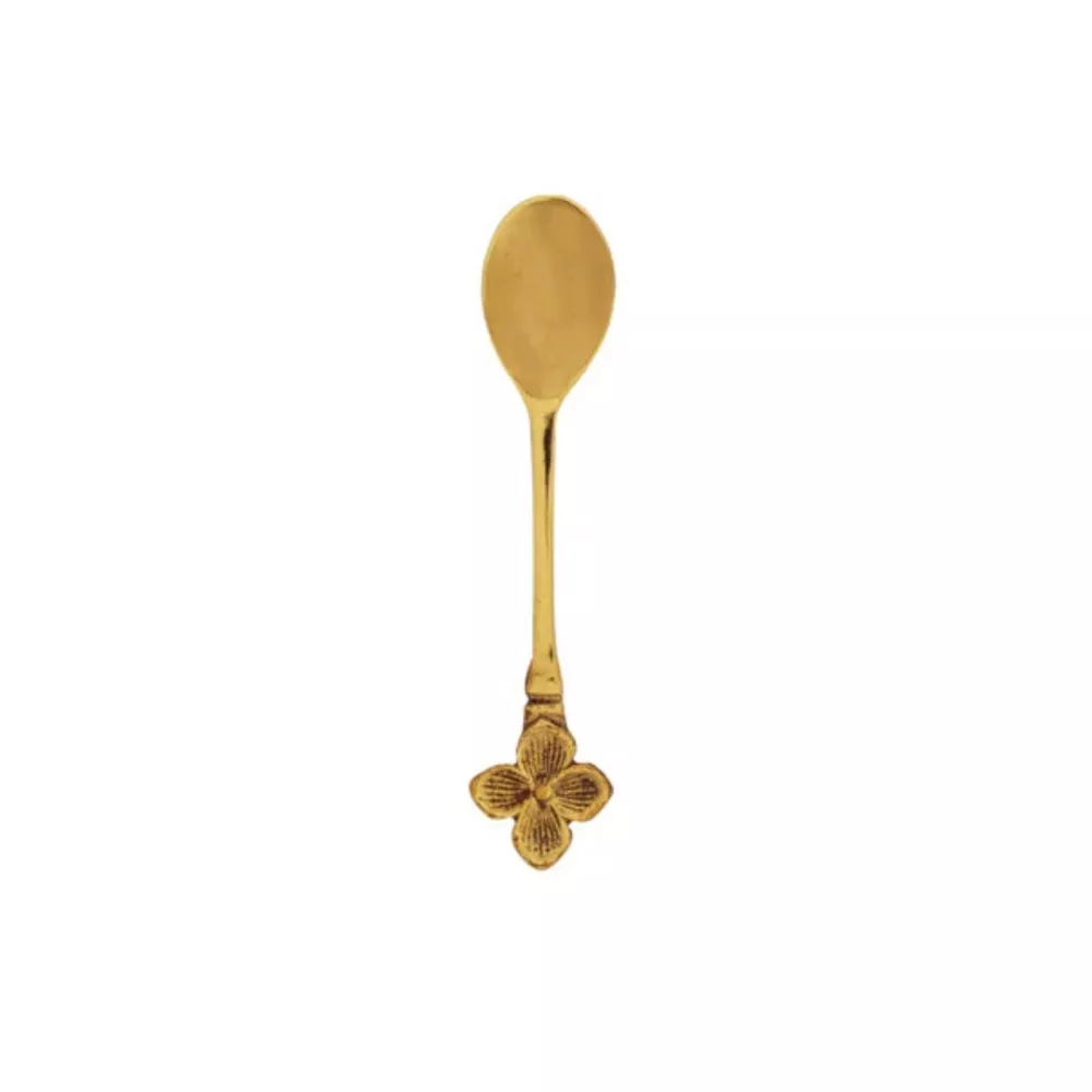 SET OF 4 GOLDEN FOUR-LEAF CLOVER COFFEE SPOONS, LTS2031