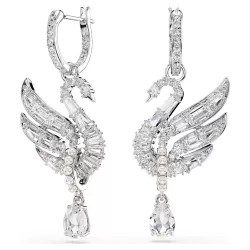 SWAN EARRINGS, WHITE,...