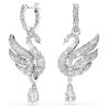 SWAN EARRINGS, WHITE, RHODIUM PLATED 5723388