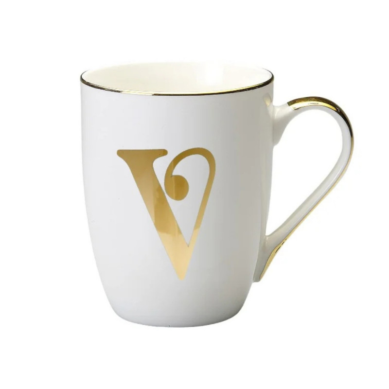 GOLD LETTER V MUG, LET01022