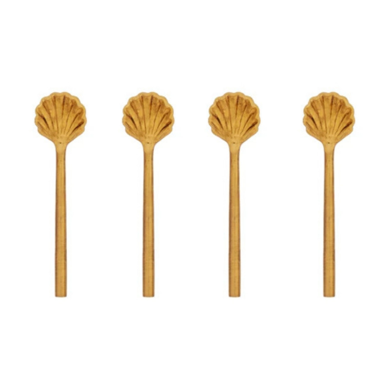 SET OF 4 SUGAR & SPICES SPOONS, GOLD CONCHIGLIA