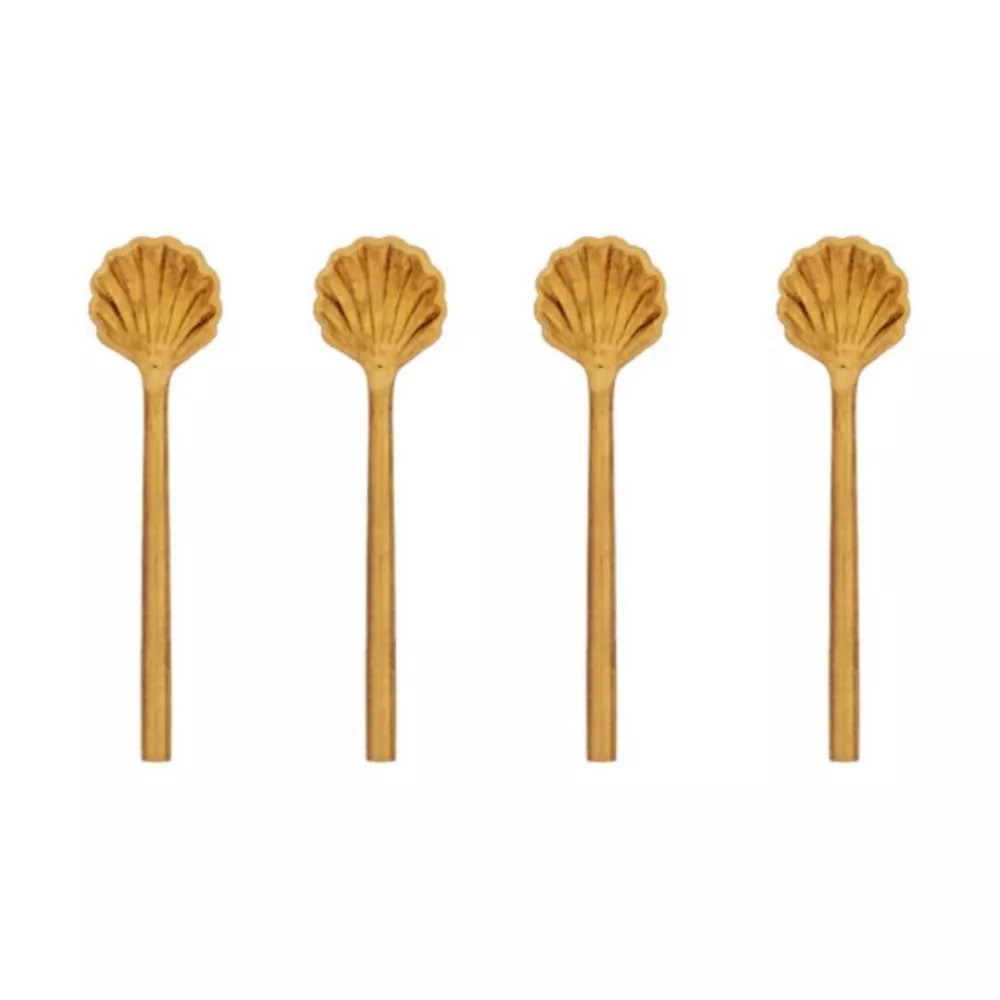 SET OF 4 SUGAR & SPICES SPOONS, GOLD CONCHIGLIA