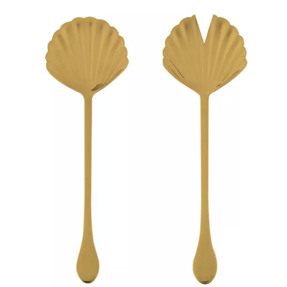 SET DI 2 POSATE INSALATA, CONCHIGLIA ORO LTS02341