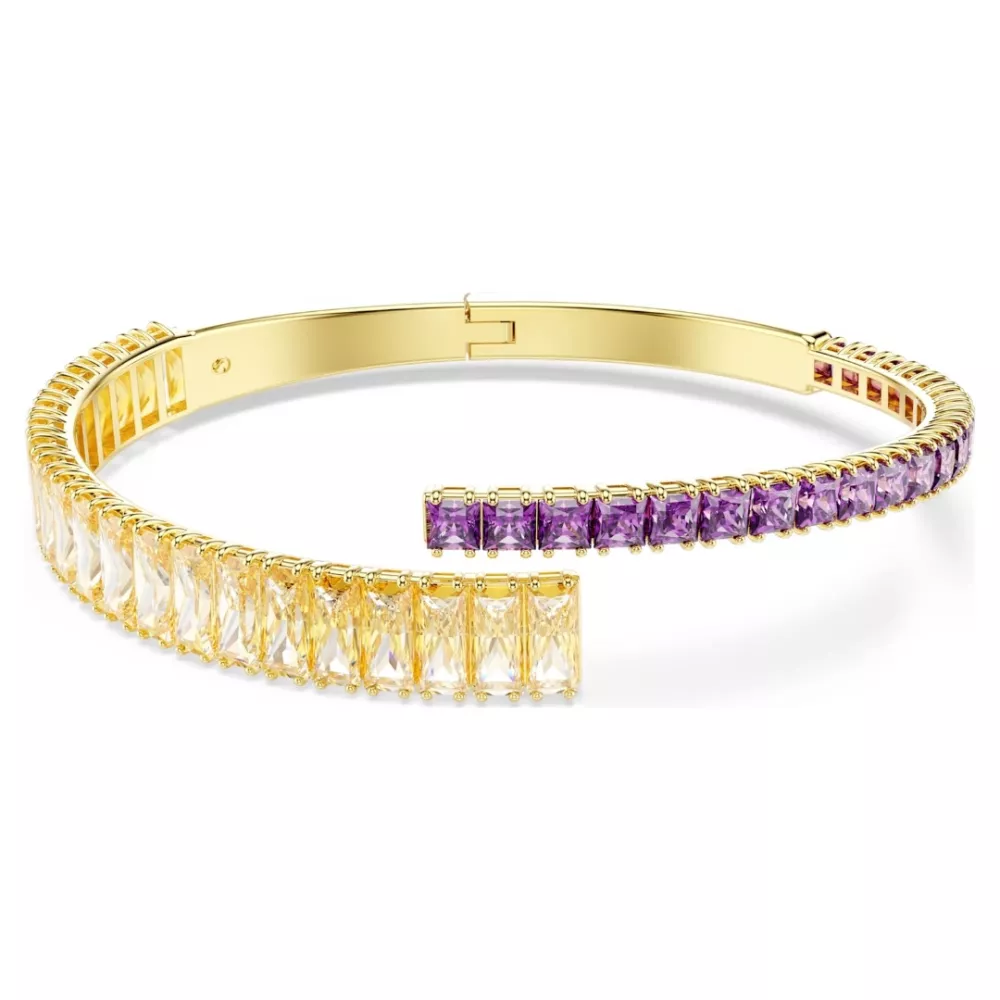 MATRIX BANGLE, YELLOW AND PURPLE, GOLD-TONE PLATED