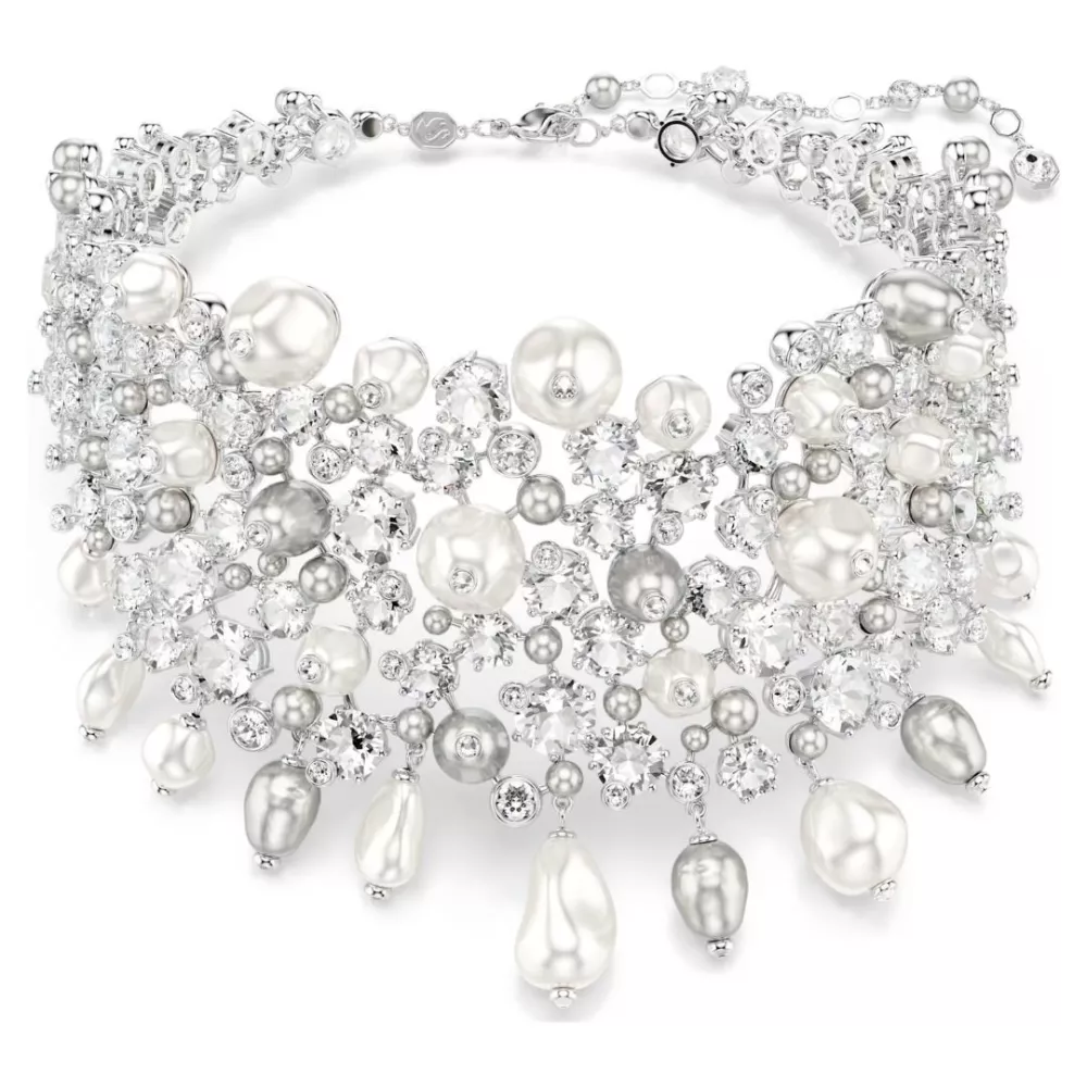 GIROCOLLO CHOKER CONSTELLA, BIANCO, CRYSTAL PEARL, PLACCATO RODIO 5722471