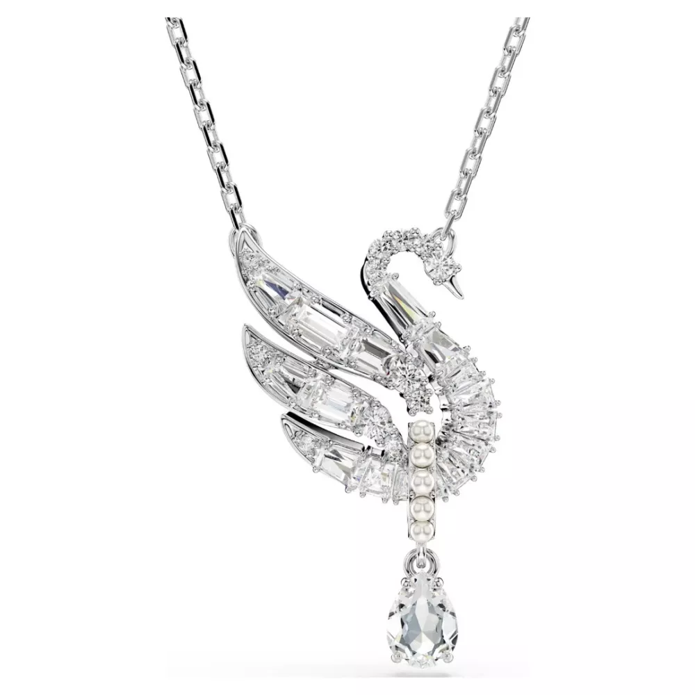SWAN PENDANT, WHITE, RHODIUM PLATED 5723387