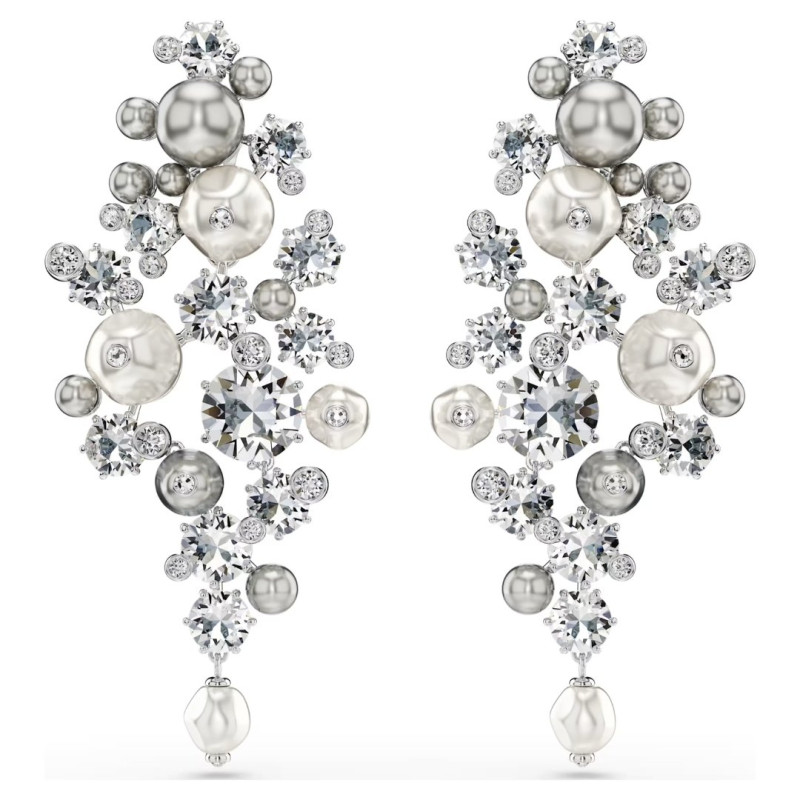 CONSTELLA CLIP EARRINGS, WHITE, RHODIUM PLATED 5722498