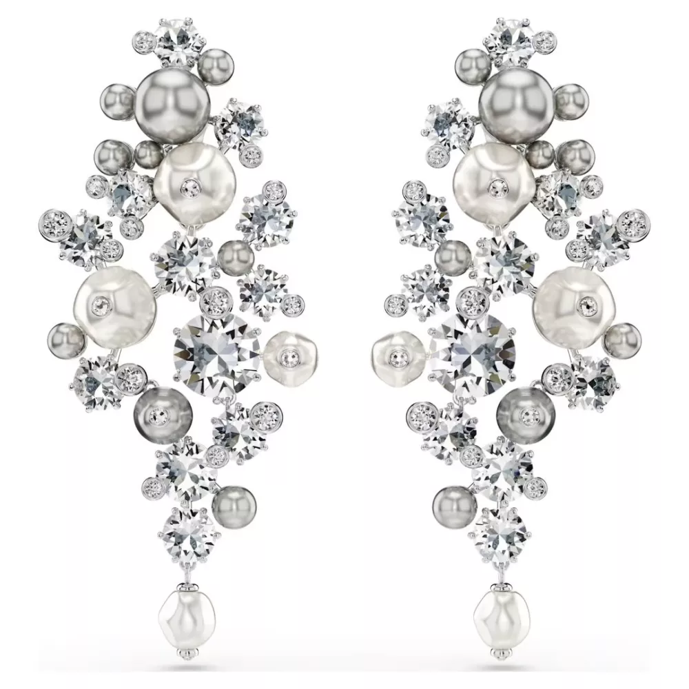 ORECCHINI A CLIP CONSTELLA, CRYSTAL PEARL, BIANCO, PLACCATURA RODIO 5722498