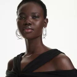 MATRIX HOOP EARRINGS, WHITE, RHODIUM PLATED 5727098