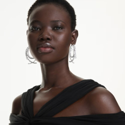 ORECCHINI A CERCHIO MATRIX, BIANCO, PLACCATO RODIO, 5727098