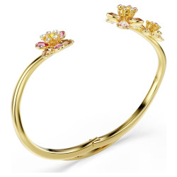 IDYLLIA BANGLE, FLOWER, MIXED CUTS, MULTICOLOR, GOLD PLATED