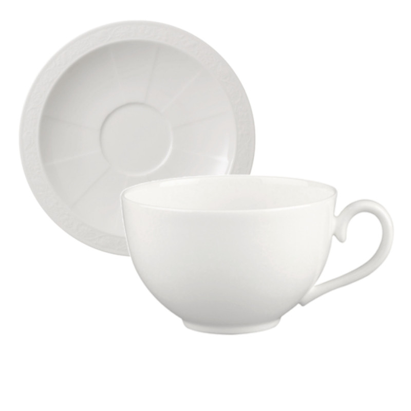 TAZZA CON PIATTINO PER CAFFELLATTE WHITE PEARL