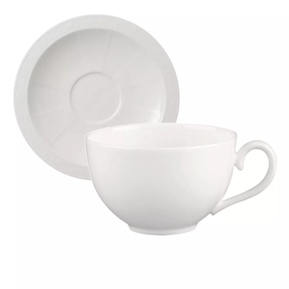 WHITE PEARL COFFEE CUP AND SAUCER