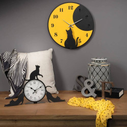 BLACK CATTITUDE TABLE CLOCK, 3893C71