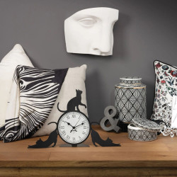 BLACK CATTITUDE TABLE CLOCK, 3893C71