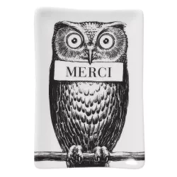 RECTANGULAR ASHTRAY, MERCI OWL