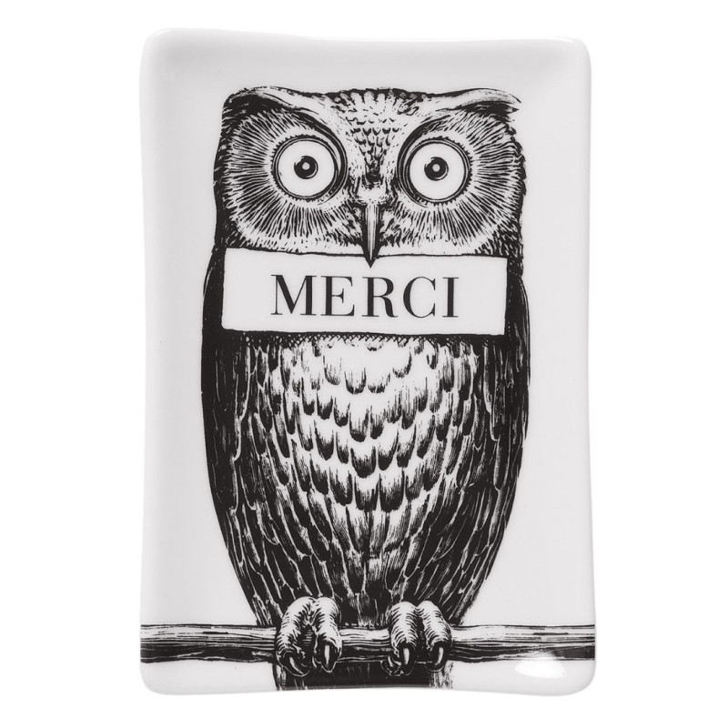 RECTANGULAR ASHTRAY, MERCI OWL
