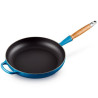 28 CM CAST IRON FRYING PAN, WOODEN HANDLE