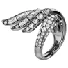 VIENNA COLLECTION RING SWAN,WHITE,RUTHENIUM PLATED