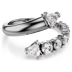 SUBLIMA OPEN RING, WHITE, RUTHENIUM PLATED