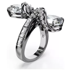 THE VIENNA COLLECTION, OPEN RING, FEATHER, RUTHENIUM PLATED