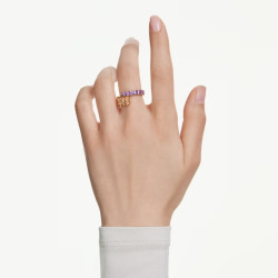 MATRIX RING, MIXED CUTS, MULTICOLORED, GOLD-TONE PLATED