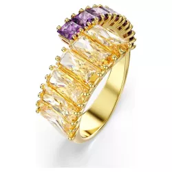 MATRIX RING, MIXED CUTS, MULTICOLORED, GOLD-TONE PLATED