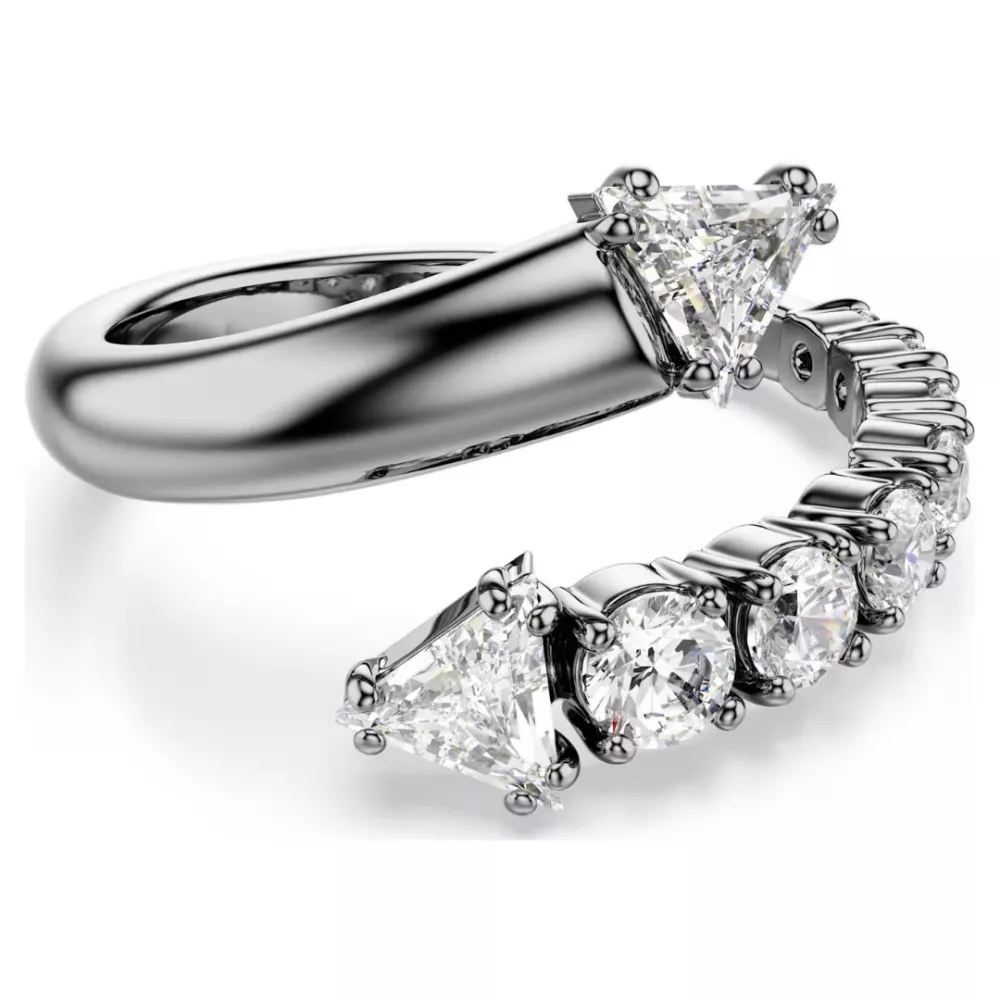 SUBLIMA OPEN RING, WHITE, RUTHENIUM PLATED