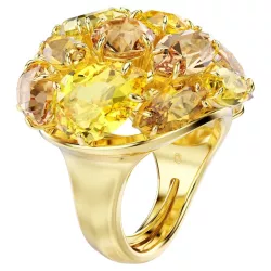 ANELLO COCTKAIL GEMA, TAGLIO MISTO, GIALLO, PLACCATO ORO