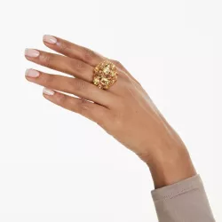 GEMA COCKTAIL RING, MIXED CUTS, YELLOW, GOLD TONE PLATED
